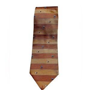 Salvatore Ferragamo Men’s Silk Tie Golf Tee and Golf Ball Gold Striped Necktie